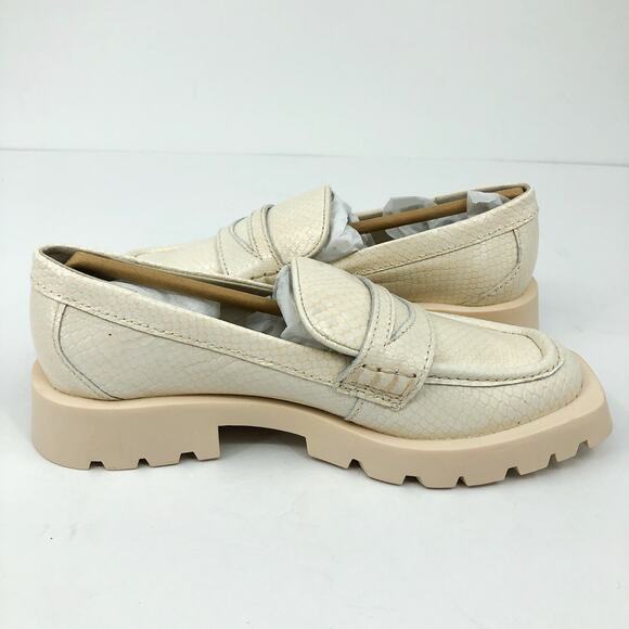 DOLCE VITA Womens Elias Loafer 6.5 White Ivory Embossed Leather Lug Sole NWOB - Picture 3 of 11